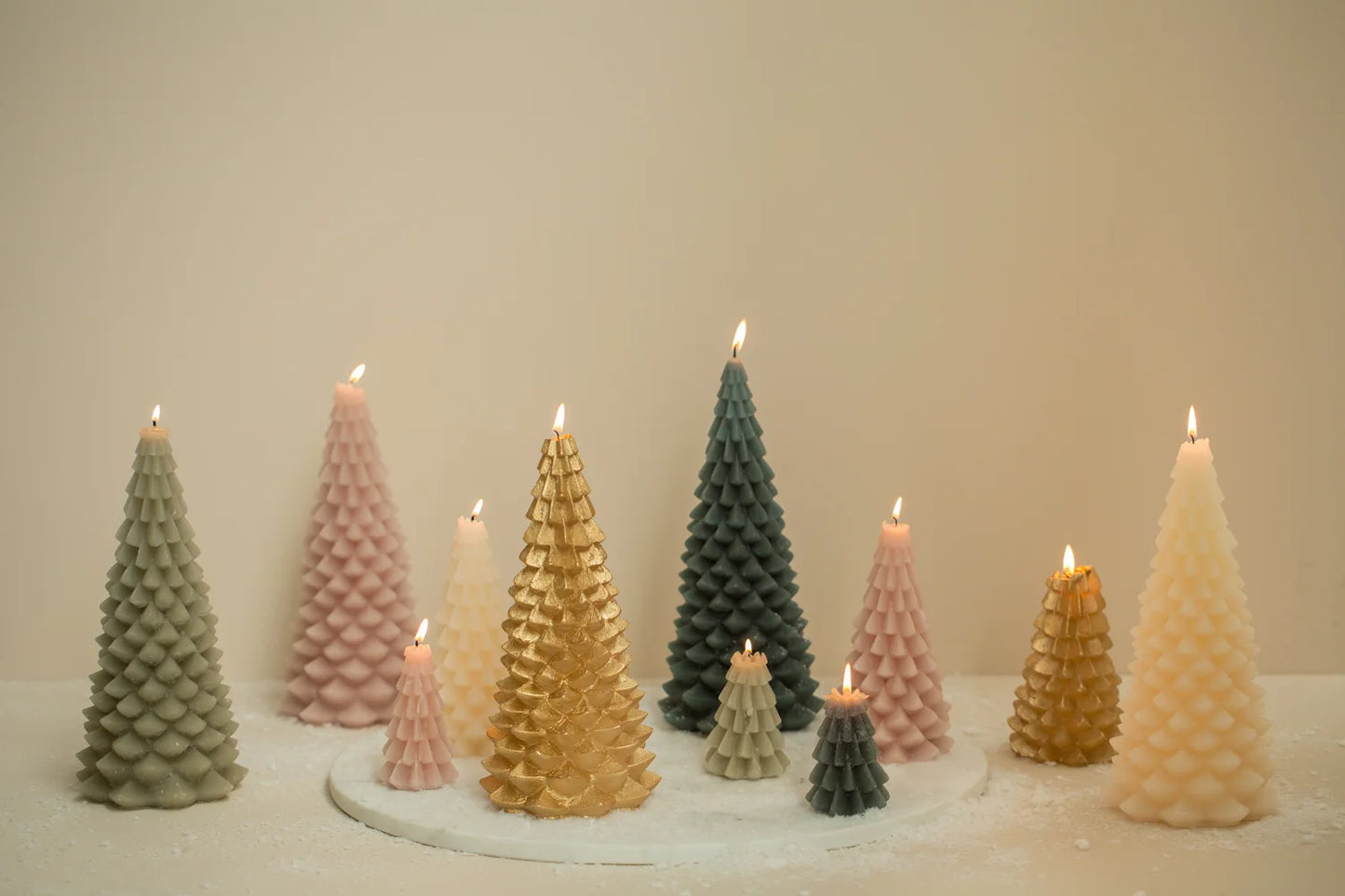 Kerstboom kaars - goud - 12 cm