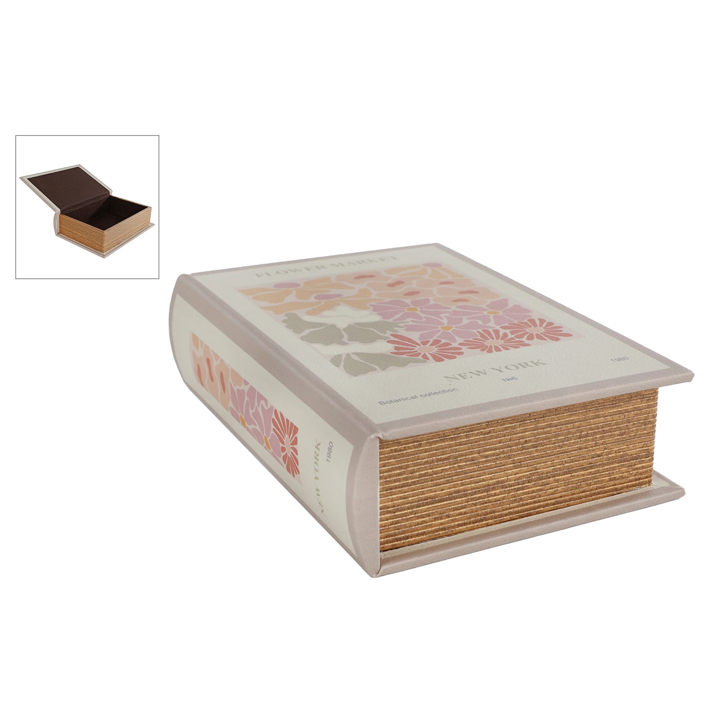 Opbergbox "flower market" geel papier 20x14,5x5,5cm