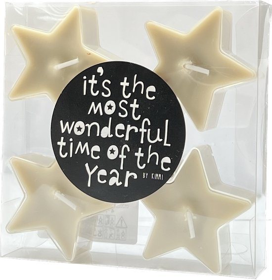 Ster Waxinelichtjes - set van 5 - pistache