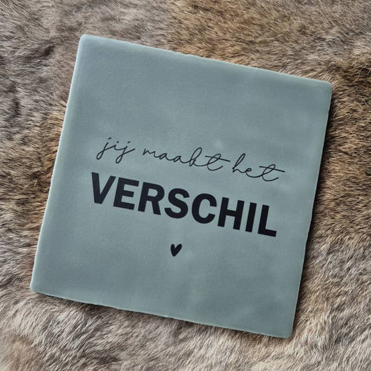 Tegeltje | Jij maakt het verschil | 13x13cm: Blauw (softglans) / Zwart