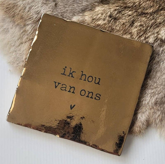 Tegeltje | Ik hou van ons | 13x13cm  : Goud (glans) / Zwart