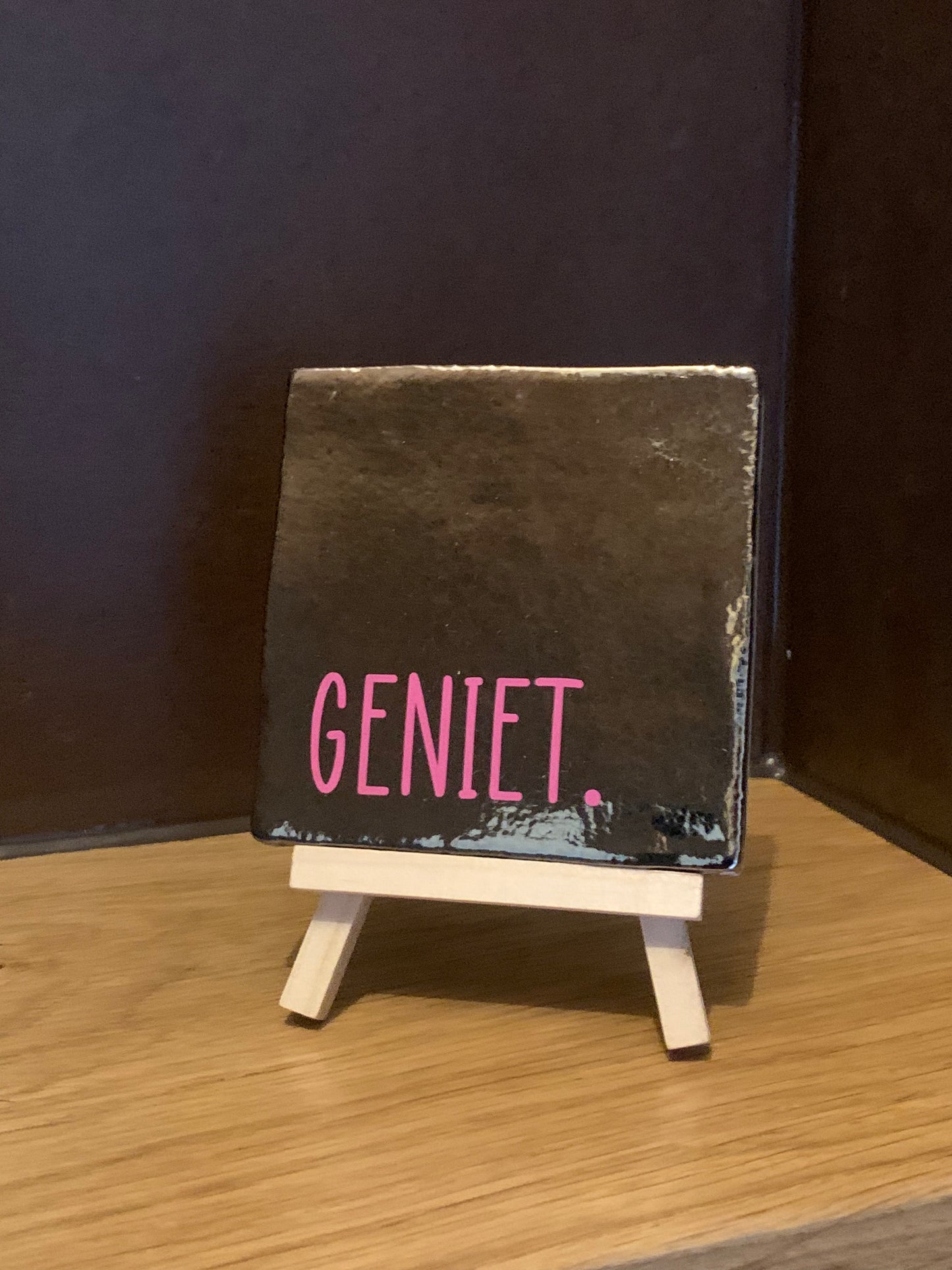 TEGELTJE | GENIET. | GOUD & ROZE | 10cm x 10 cm