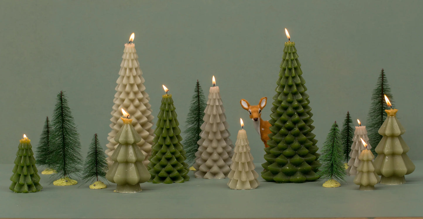 Kerstboom kaars - leaf green - 12 cm