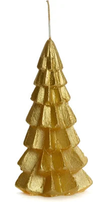 Kerstboom kaars - goud - 12 cm