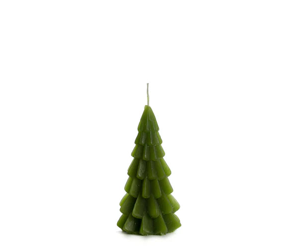 Kerstboom kaars - leaf green - 12 cm