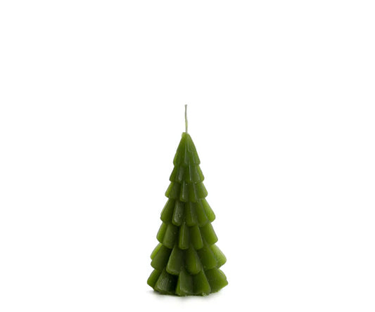 Kerstboom kaars - leaf green - 12 cm