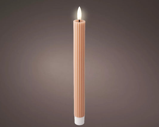 Lumineo LED Dinerkaarsen Set 2-delig – Wax – Ribbel structuur – 24,5 cm