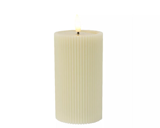 LED Ribbel Kaars Crème