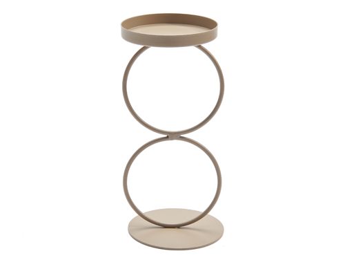 Metal Double Ring Candle Holder – 19 cm Taupe