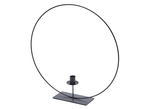 Metalen ring op voet met kaarshouder - 30 cm