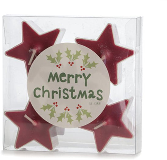 Ster waxinelichtjes - set van 5 - rood