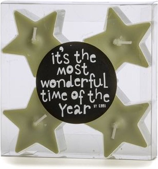 Ster waxinelichtje - set van 5 - groen